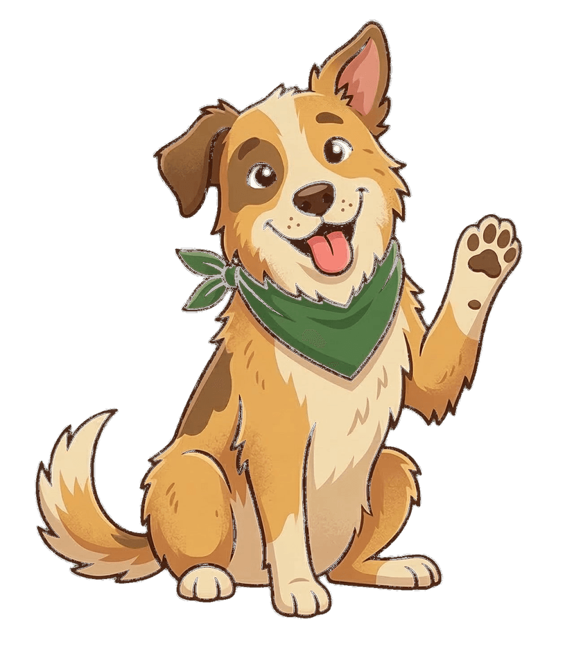 SnoutFuel mascot — a happy mixed-breed dog with a green bandana